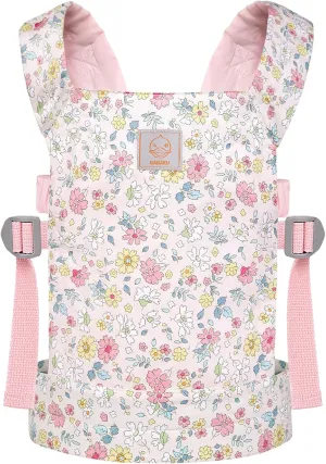 GAGAKU Baby Doll Carrier for Little Girls Toy Baby Carrier for Dolls Baby Doll Accessories for Toddlers Backpack Doll Swing Bassinet - Pink - Flowers Dianthus