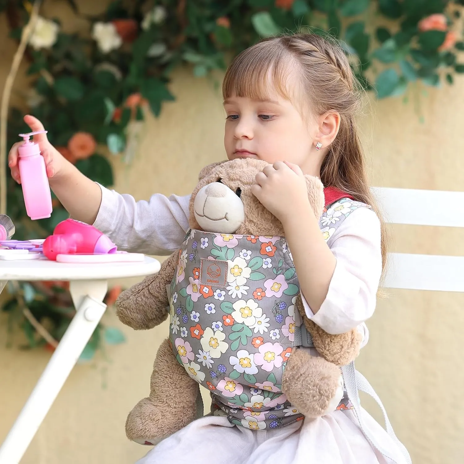 GAGAKU Baby Doll Carrier, Kids Doll Carrier Reborn Baby Doll Carrier with Adjustable Straps, Baby Doll Accessories - Gray (Grape Hyacinth)