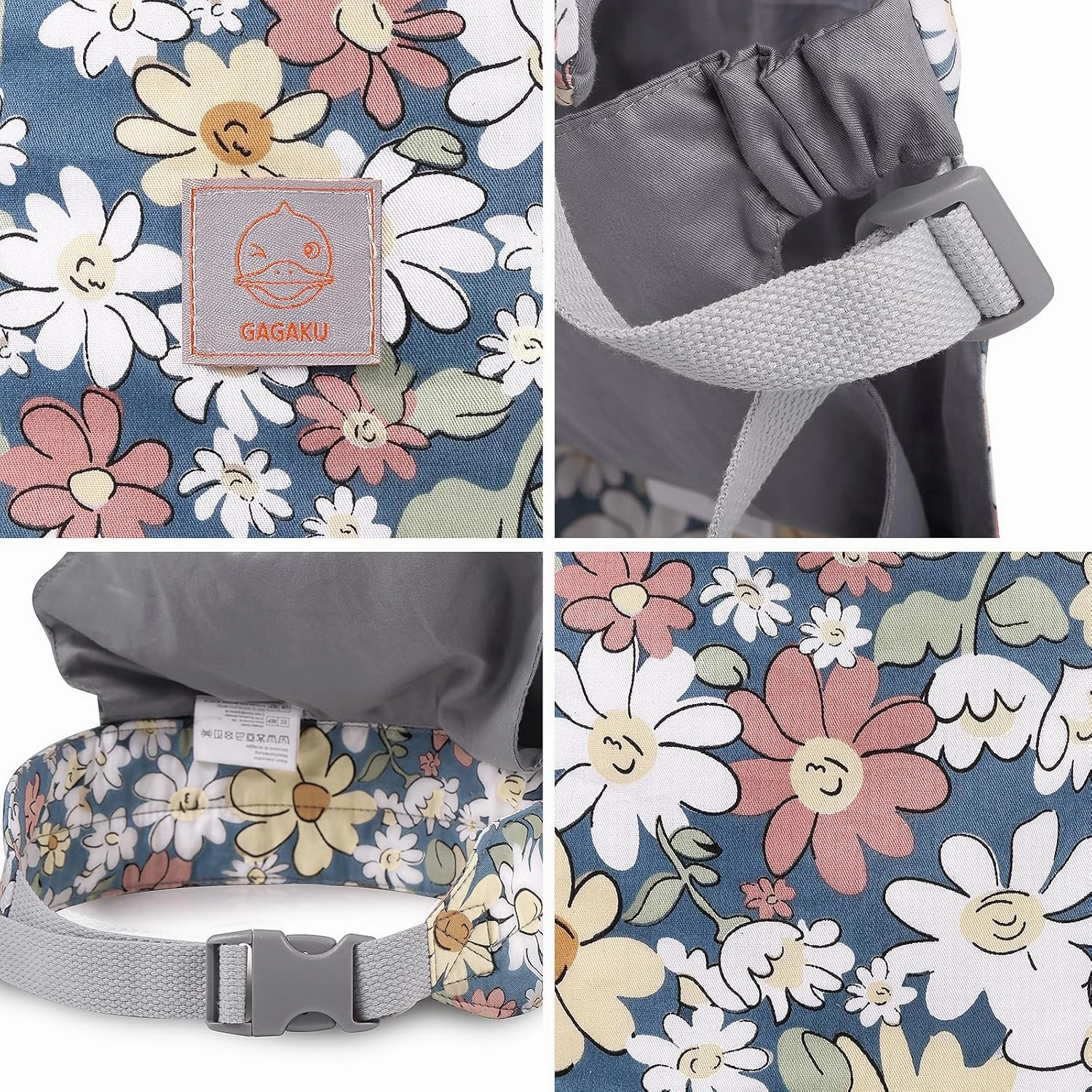 GAGAKU Baby Doll Carrier Kids Toy Baby Carrier Dolls Toy Baby Doll Sling Reborn Baby Doll Carrier with Adjustable Straps for Stuffed Animal Doll Accessories - Gray - Smiling Daisies