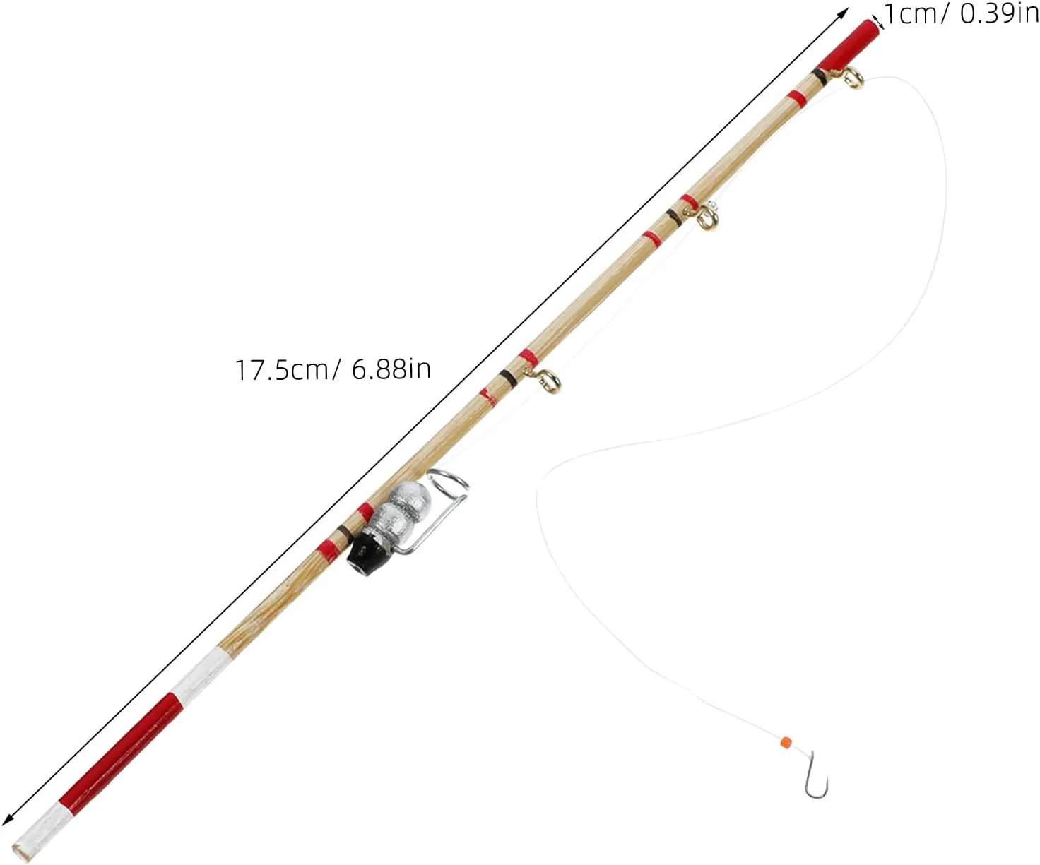 GANAZONO Dollhouse Fishing Rod Fishing Accessories Cake Decorations 4 Pcs Doll House Fishing Rod Wooden One Kid Toys Wooden Toys Dollhouse Fishing Pole