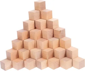 Garneck Stem Building Blocks 100 Pcs Wooden Centimeter Cubes Unfinished Square Blocks Wooden Craft Shapes Large Quantity for Boys and Girls