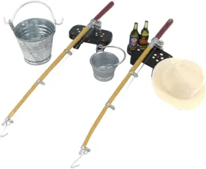 GARVALON Set of Miniature Fishing Poles Tiny Fishing Toys Outdoor Simulation Aquarium Ornaments Boys and Girls Garden Dec