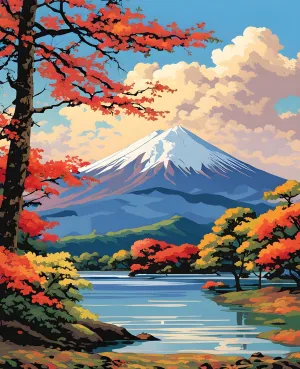 Generic Japan Collection PD (22) - Mt. Fuji - Van-Go Paint-by-Number Kit 50x65cm DIY Frame
