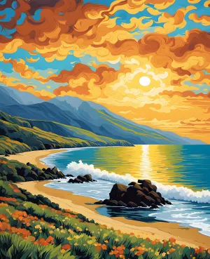 Generic New Zealand Collection PD (21) - Cable Bay, Nelson - Van-Go Paint-by-Number Kit 50x65cm DIY Frame