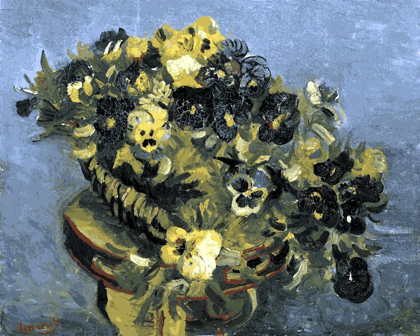 Generic Vincent Van Gogh PD (15) - Basket of Pansies on a Small Table - Van-Go Paint-by-Number Kit 50x65cm no Frame