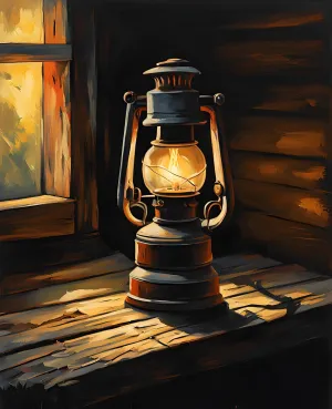 Generic Vintage Oil Lamp (4) - Van-Go Paint-by-Number Kit 40x50cm no frame
