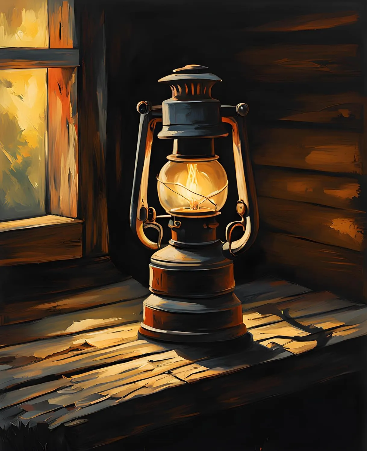 Generic Vintage Oil Lamp (4) - Van-Go Paint-by-Number Kit 40x50cm no frame