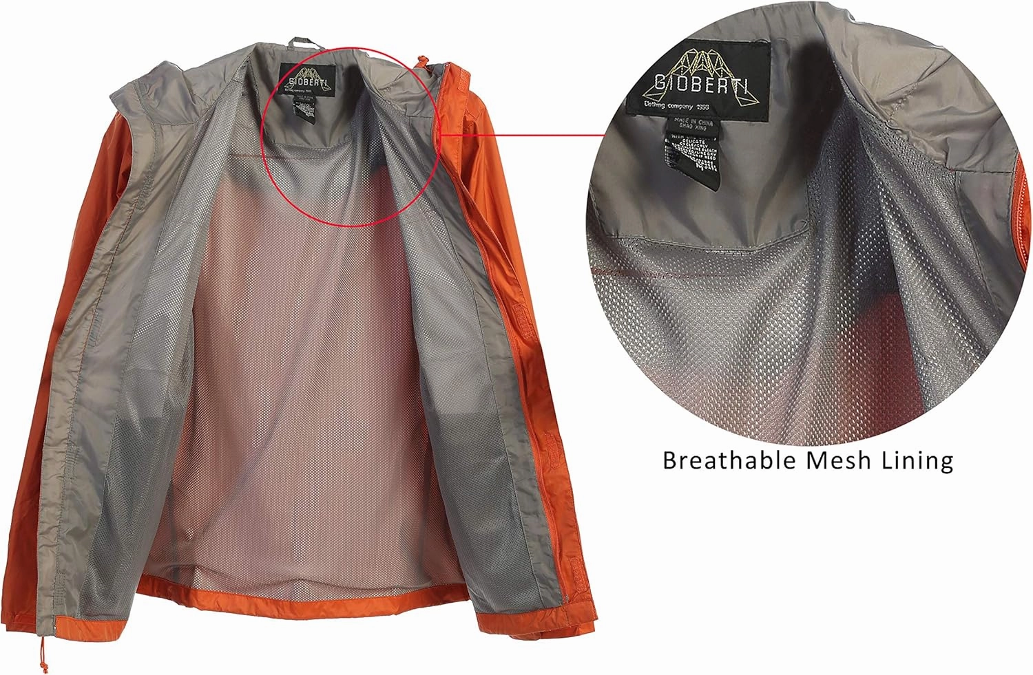 Gioberti Men's Waterproof Rain Jacket With Mesh Lining and Carrying Bag
