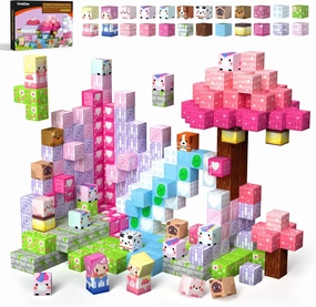 GobiDex Magnetic Blocks Kid Building Toys for 3  Years Old Girls, STEM Sensory Gifts for Princess, Kids Magnets Build MagWonder World Game for Toddler
