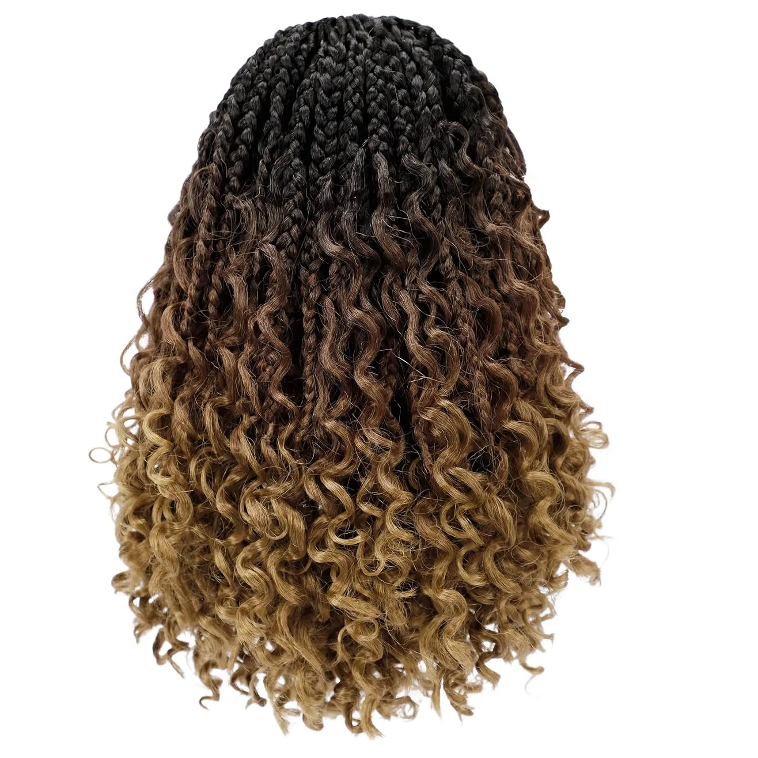 Goddess Box Braids Crochet Hair 10 Inch 8 Packs Pre-looped Bohemian Crochet Boho Box Braids With Curly Ends 3X Crochet Braids Hair for Women Synthetic Braiding Hair (10 inch, T1B/30/27)