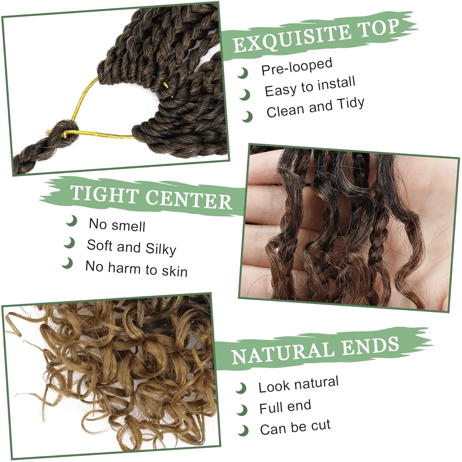 Goddess Box Braids Crochet Hair 10 Inch 8 Packs Pre-looped Bohemian Crochet Boho Box Braids With Curly Ends 3X Crochet Braids Hair for Women Synthetic Braiding Hair (10 inch, T1B/30/27)