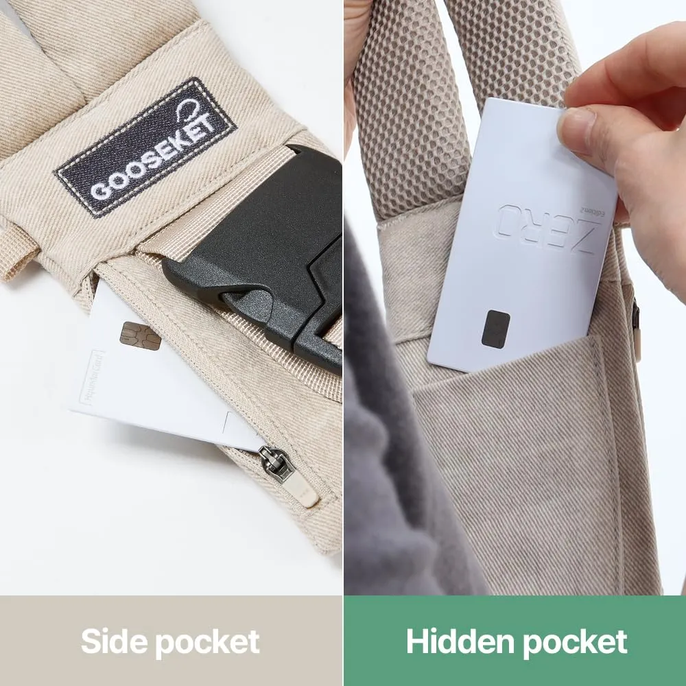 GOOSEKET 365 Toddler Carrier, 100% Cotton, Lightweight, Easy-to-USE, Portable, Suitable from 6-48 Months, Supports UP to 44LBS (Khaki)