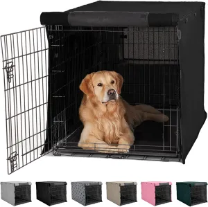 GORILLA GRIP Dog Crate Covers Compatible with Amazon Basics Dog Crates, All Sides Open, Privacy Cover Fits 42" Wire Kennel, Breathable Mesh Windows, Light Reducing Puppy Training Cage Topper, Black
