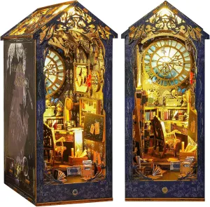 GORWARE DIY Miniature Book Nook Kit,3D Wooden Puzzle Bookends with Sensor Led Light,Creative Doll House Bookends Shelf,DIY Miniature Booknook Kit for Teens and Adults(Detective Art)