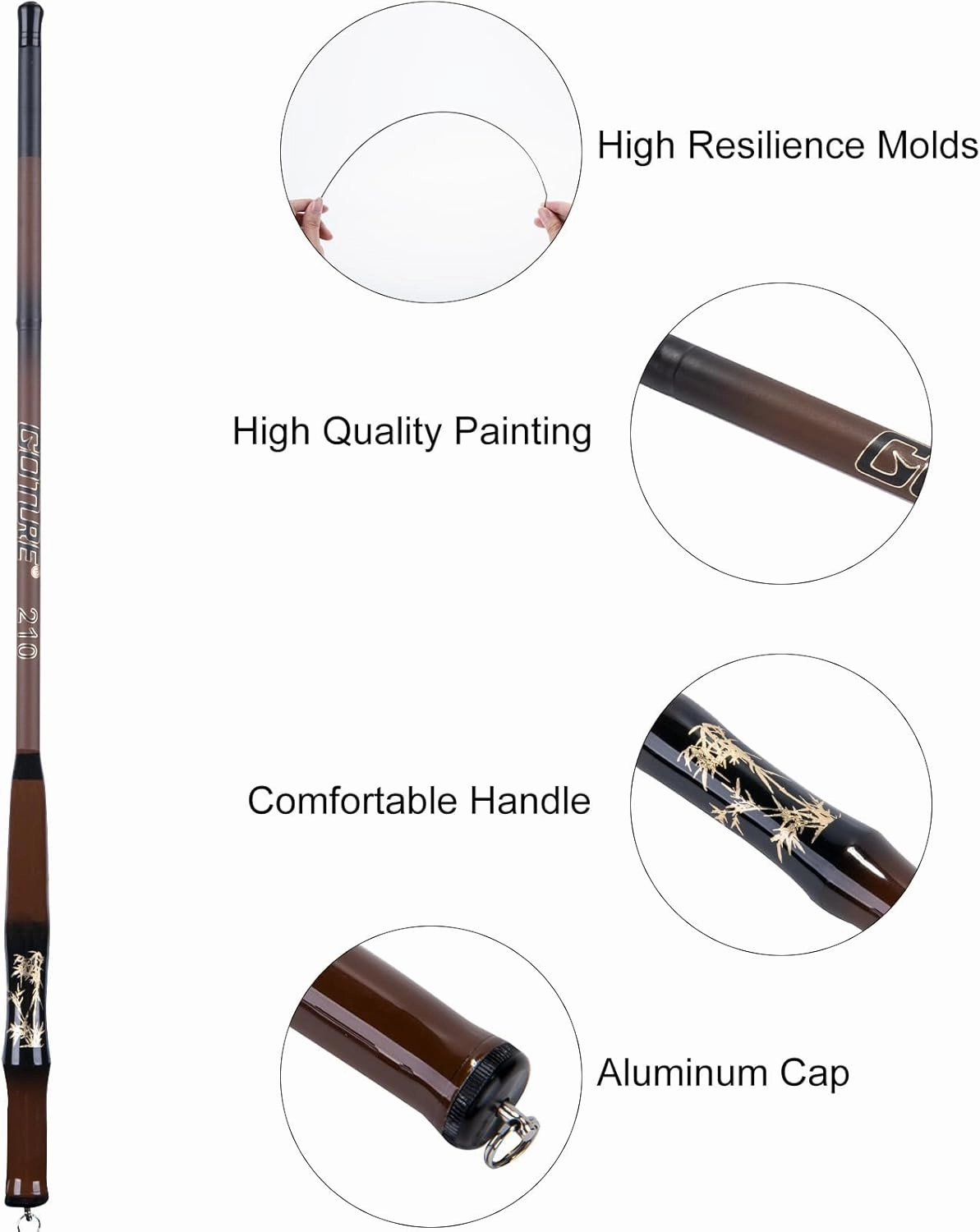 Goture 2Pcs Telescopic Pocket Mini Fishing Rods, Portable Bamboo Small Handle Fishing Rod, Ultralight High Strength Stream River Dike Lake Fishing Rods, 6/7/8/9/10/11/12/13/15/17FT, 19 Tone Dark Brown