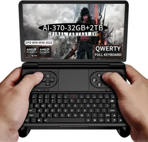 GPD Win Mini 2025 [Black-AMD AI 370-32GB 2TB] 7 Inches Mini Handheld Win 11 PC Video Game Console Gameplayer 1920X1080 Touchscreen Laptop Tablet PC