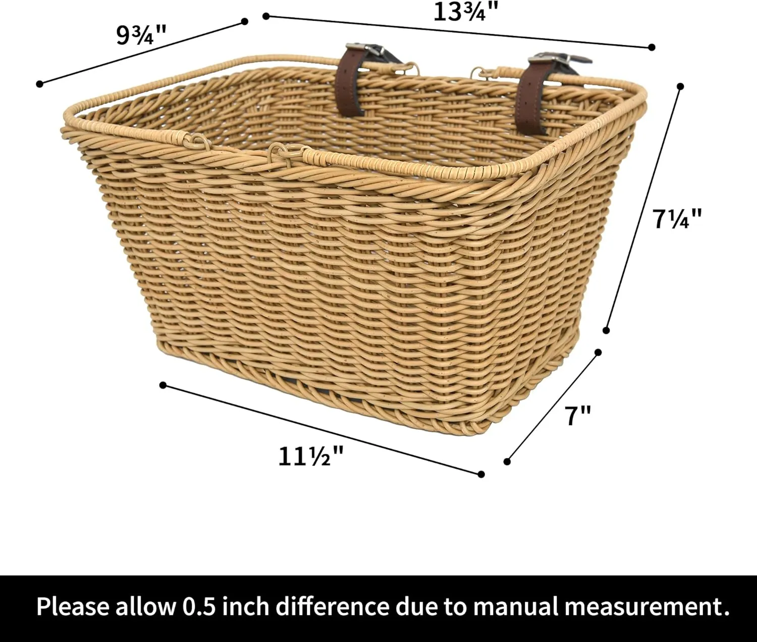 GRANNY SAYS Bike Basket, Wicker Basket for Bike, Hand-Woven Bicycle Basket, Detachable Wicker Front Handlebar Bike Basket
