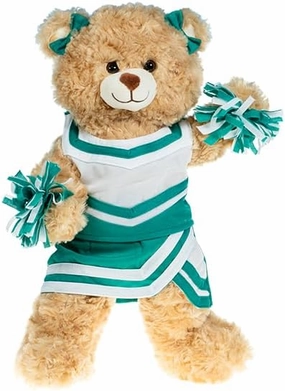 Green and White Cheerleader Uniform Fits 6 to 10 Inch Stuffed Animals Mini Spirit Outfit for Plush Toys Teddy Bears, Dolls, and Bunnies Cheer Costume for Dress-Up, Pretend Play & Kids Gifts
