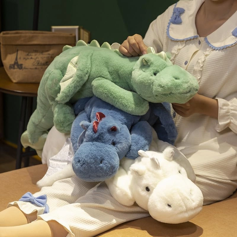 Green Dragon Stuffed Animal, 35.4Inches Small Plush Dragon Toy for Kids, Pink White Green and Blue Available.Very Cute Plushie Dragon