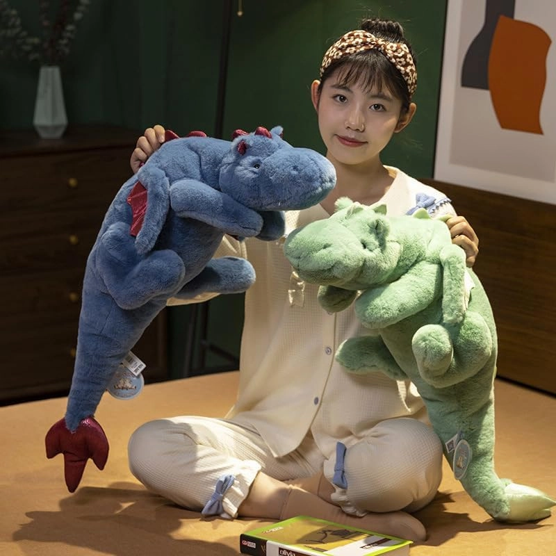 Green Dragon Stuffed Animal, 35.4Inches Small Plush Dragon Toy for Kids, Pink White Green and Blue Available.Very Cute Plushie Dragon