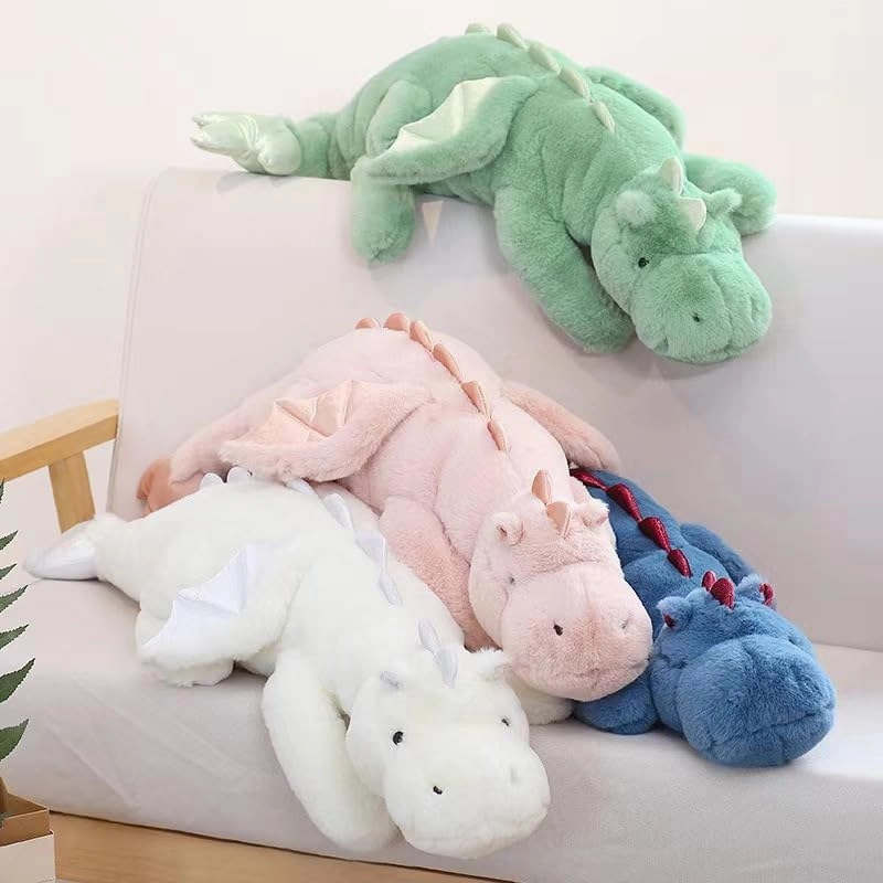 Green Dragon Stuffed Animal, 35.4Inches Small Plush Dragon Toy for Kids, Pink White Green and Blue Available.Very Cute Plushie Dragon