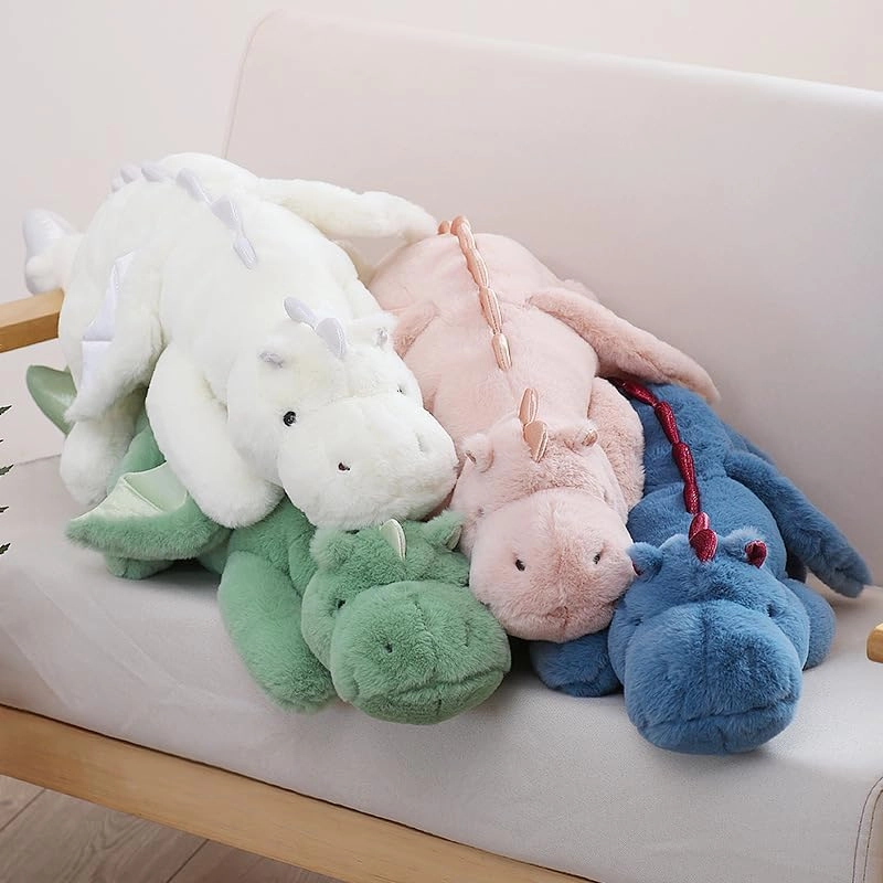 Green Dragon Stuffed Animal, 35.4Inches Small Plush Dragon Toy for Kids, Pink White Green and Blue Available.Very Cute Plushie Dragon