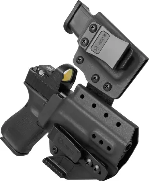GRITR IWB Appendix Carry Kydex Gun Holster Compatible with Glock 19 w/Integrated Magazine Holder, Open Bottom, Optic Cut, Adjustable Retention - Right/Left Hand Options