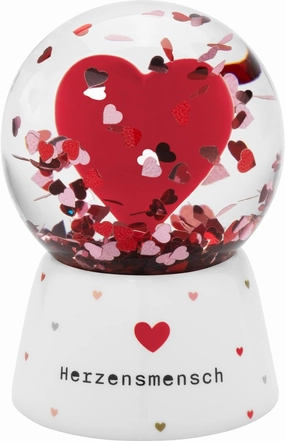 Gruss & CO Dream Globe with Heart Man Motif, Snow Globe with Glitter, Saying on The Base, Height 6.5 cm, Polyresin, 73801
