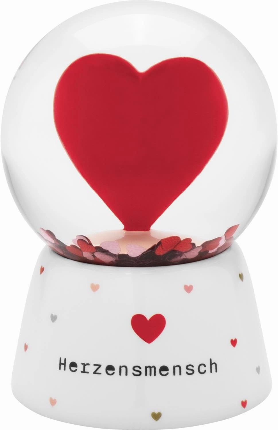 Gruss & CO Dream Globe with Heart Man Motif, Snow Globe with Glitter, Saying on The Base, Height 6.5 cm, Polyresin, 73801
