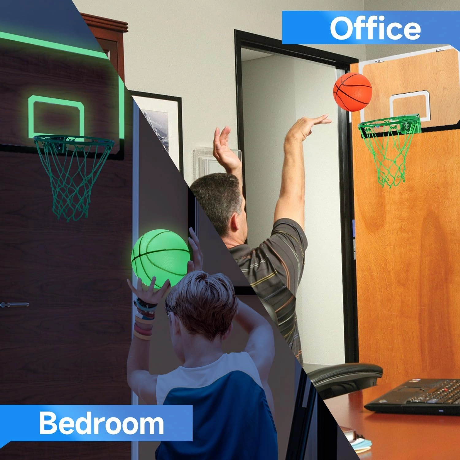 GSE Games & Sports Expert Over-The-Door Basketball Hoop with Basketball & Pump, Wall-Mounted Basketball Hoop Set with Complete Accessories for Home & Office (Several Style Choice)