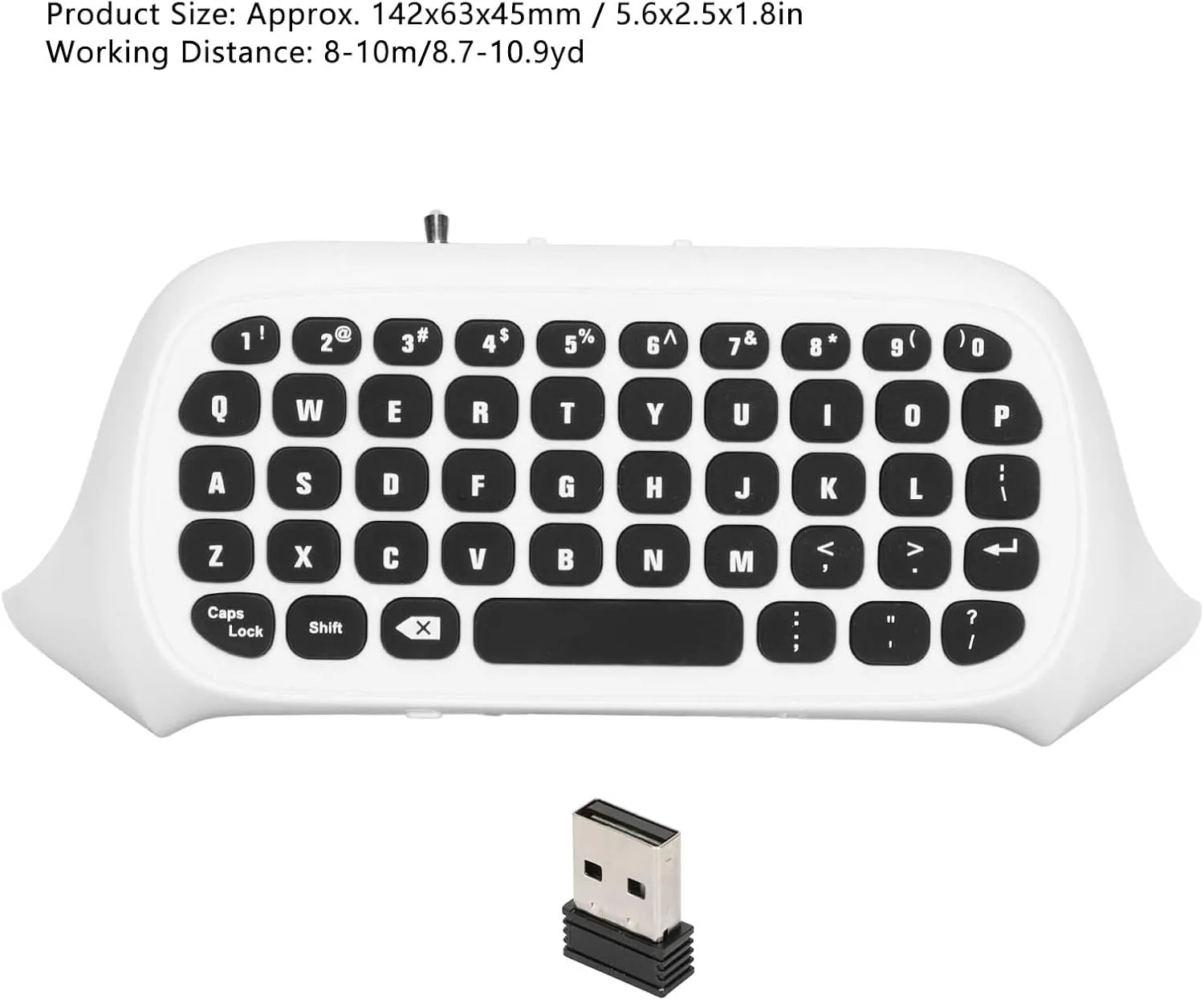 Gugxiom Mini Game Keyboard for Series X/Series S/One/One S Controller, Chatpad Keypad with 2.4G Receiver and 3.5mm Audio Jack, QWERTY Layout (White)