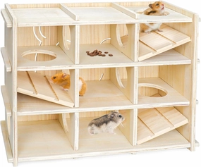 Hamster Toy Adventure Box,Multi Chamber Viewable Hamster House with Tunnel Meets The Nature of All Kinds and Sizes of Hamsters Rats Small pet Rodents