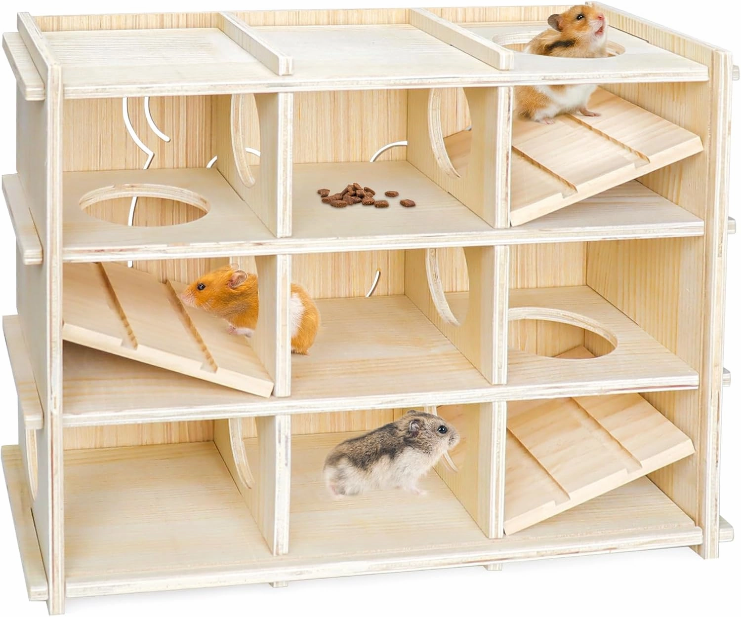 Hamster Toy Adventure Box,Multi Chamber Viewable Hamster House with Tunnel Meets The Nature of All Kinds and Sizes of Hamsters Rats Small pet Rodents