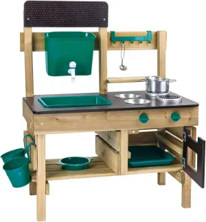 Hape Outdoor Kitchen | Mud Kitchen Wooden Toy Playset with Accessories, for Children Ages 3  Years