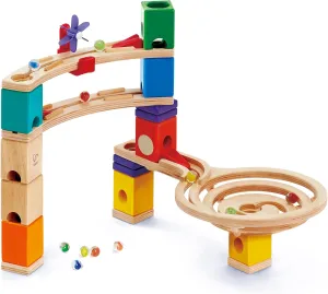 Hape Quadrilla Race to Finish Wooden Blocks with Marble Run Play