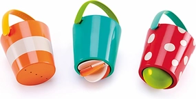 Hape Happy Buckets Set | Three Water Wheel Bath Time Toys for Toddlers, Multicolor