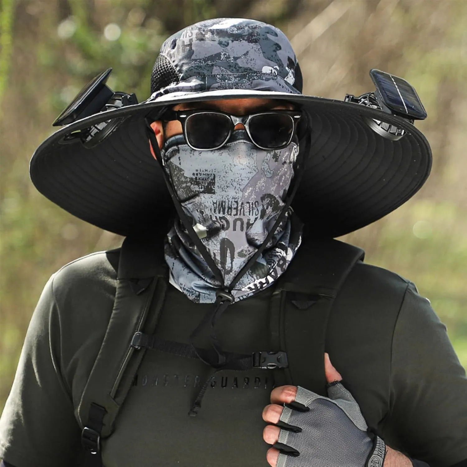 Hat with Fans Solar Power, USB & Solar Powered Fan Hat Wide Brim Outdoor Fishing
