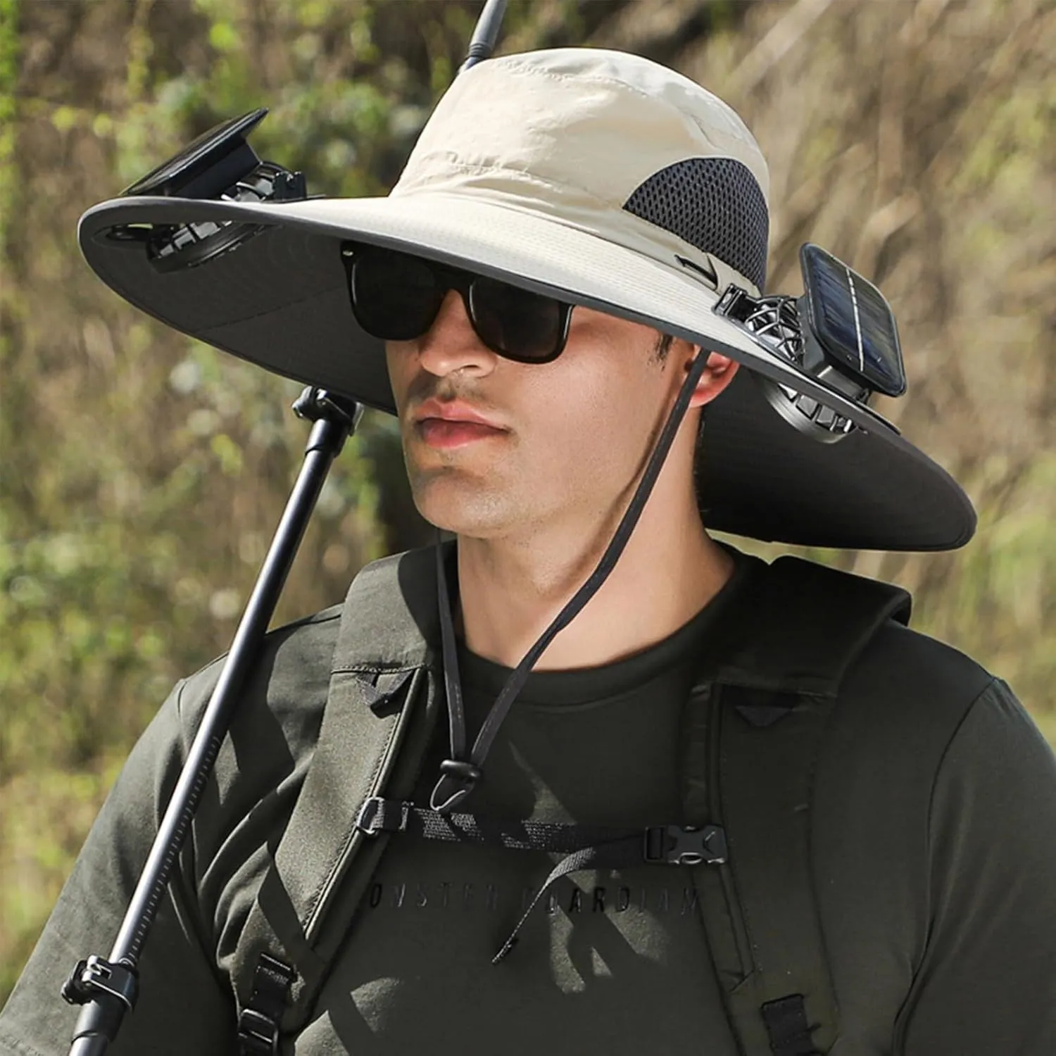Hat with Fans Solar Power, USB & Solar Powered Fan Hat Wide Brim Outdoor Fishing