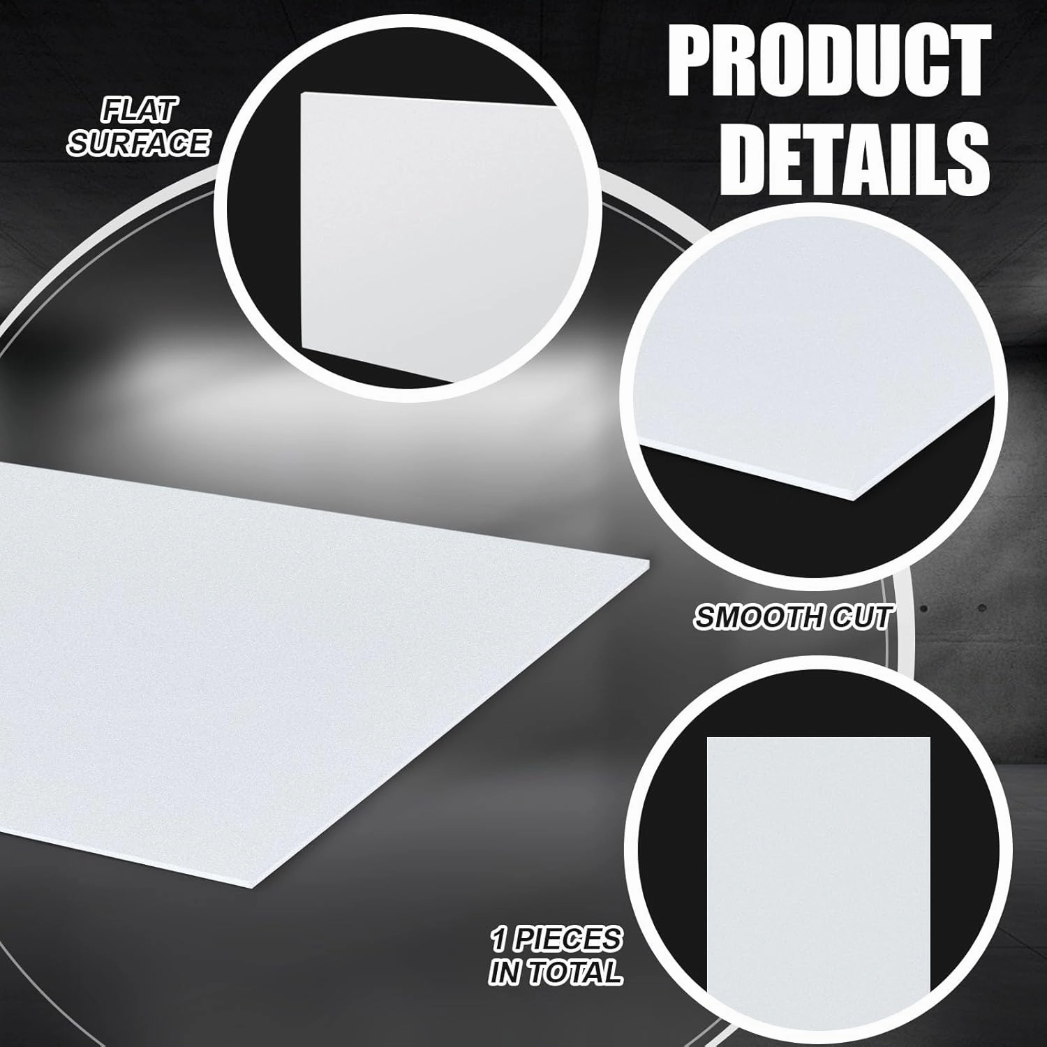 HDPE Sheet 1/4" Thick 24 x 48 Inch, HDPE Plastic Sheet High Density Polyethylene Board Flexible Solid Plastic Block for DIY Projects Crafts Machining Home(White)