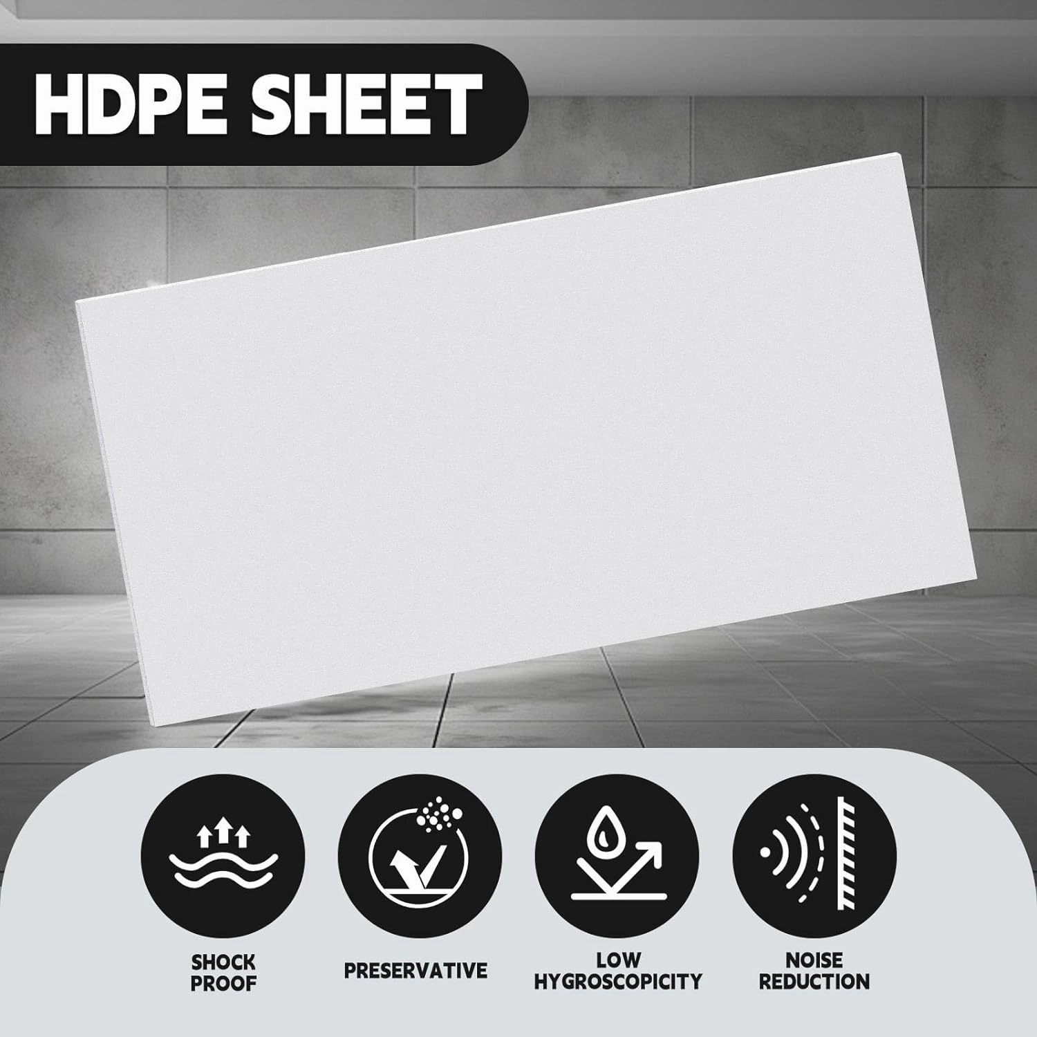 HDPE Sheet 1/4" Thick 24 x 48 Inch, HDPE Plastic Sheet High Density Polyethylene Board Flexible Solid Plastic Block for DIY Projects Crafts Machining Home(White)