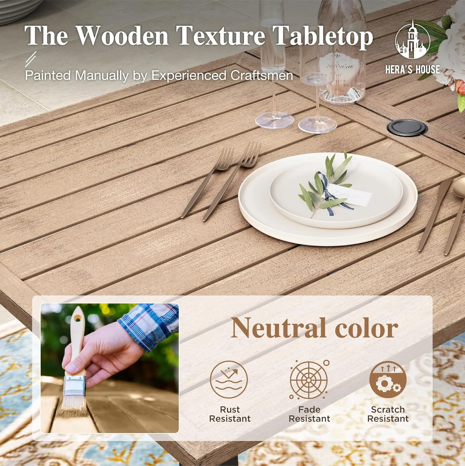 HERA'S HOUSE Patio Table and Chairs 7 Pieces, Outdoor Patio Dining Furniture Sets for Backyard Lawn Deck