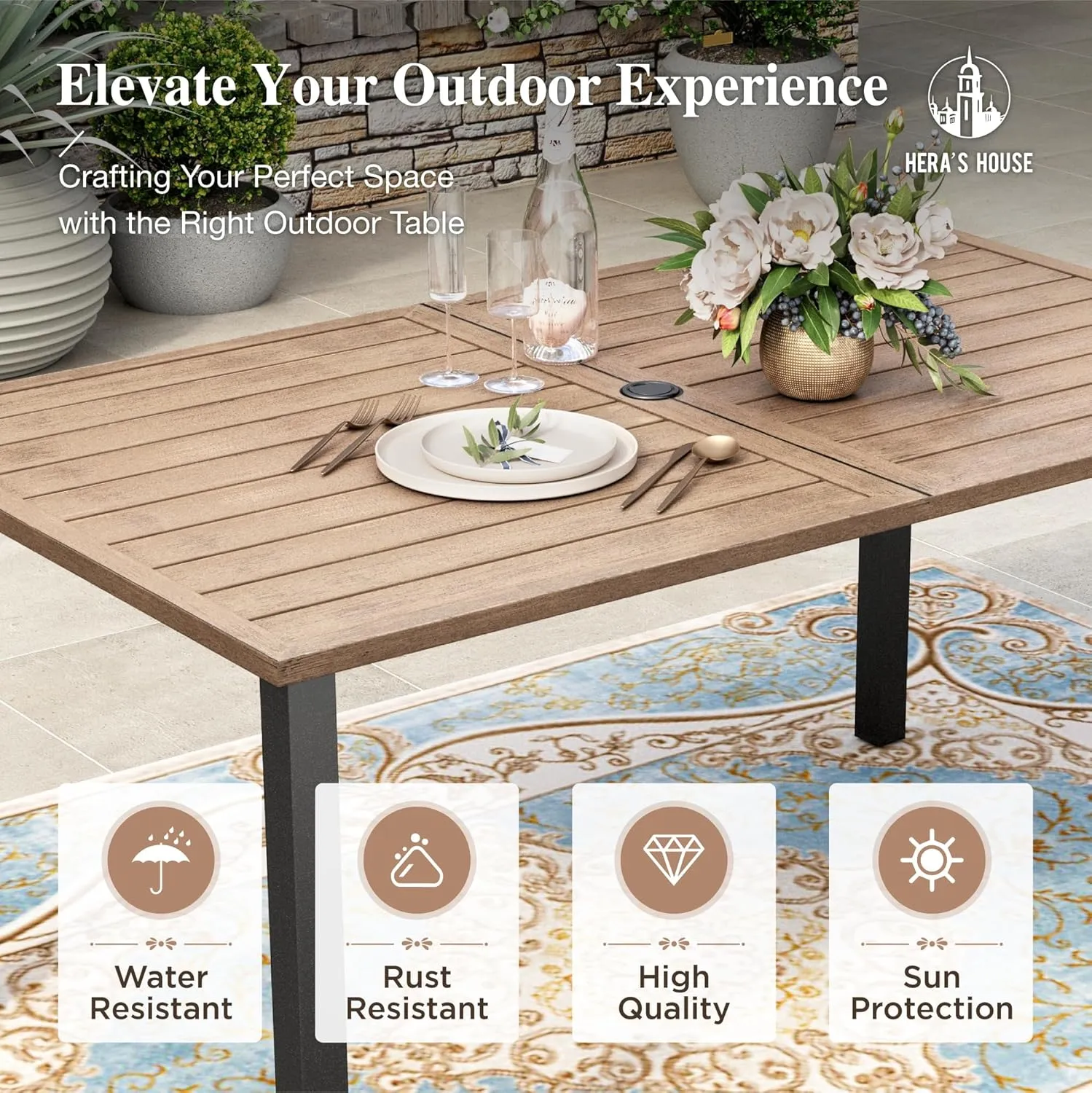 HERA'S HOUSE Patio Table and Chairs 7 Pieces, Outdoor Patio Dining Furniture Sets for Backyard Lawn Deck