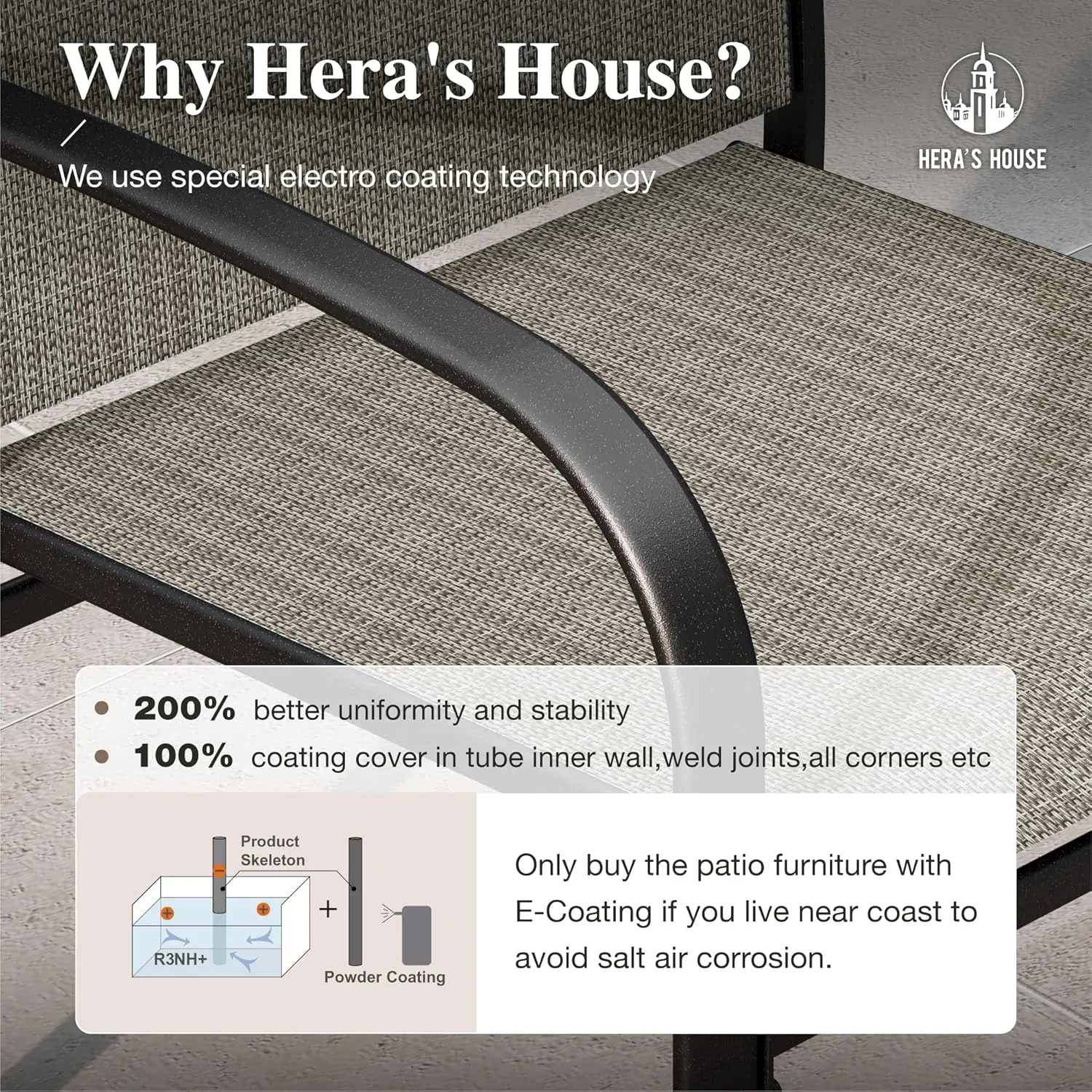 HERA'S HOUSE Patio Table and Chairs 7 Pieces, Outdoor Patio Dining Furniture Sets for Backyard Lawn Deck