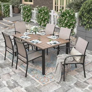 HERA'S HOUSE Patio Table and Chairs 7 Pieces, Outdoor Patio Dining Furniture Sets for Backyard Lawn Deck