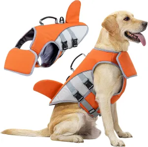 HEYWEAN Dog Life Jacket for Swimming Boating High Buoyancy Adjustable Dog Life Vest with Reflective Strips Rescue Handle Secure Fit Floating Swim Vest for Small Medium Large Dogs (Orange, X-Large)