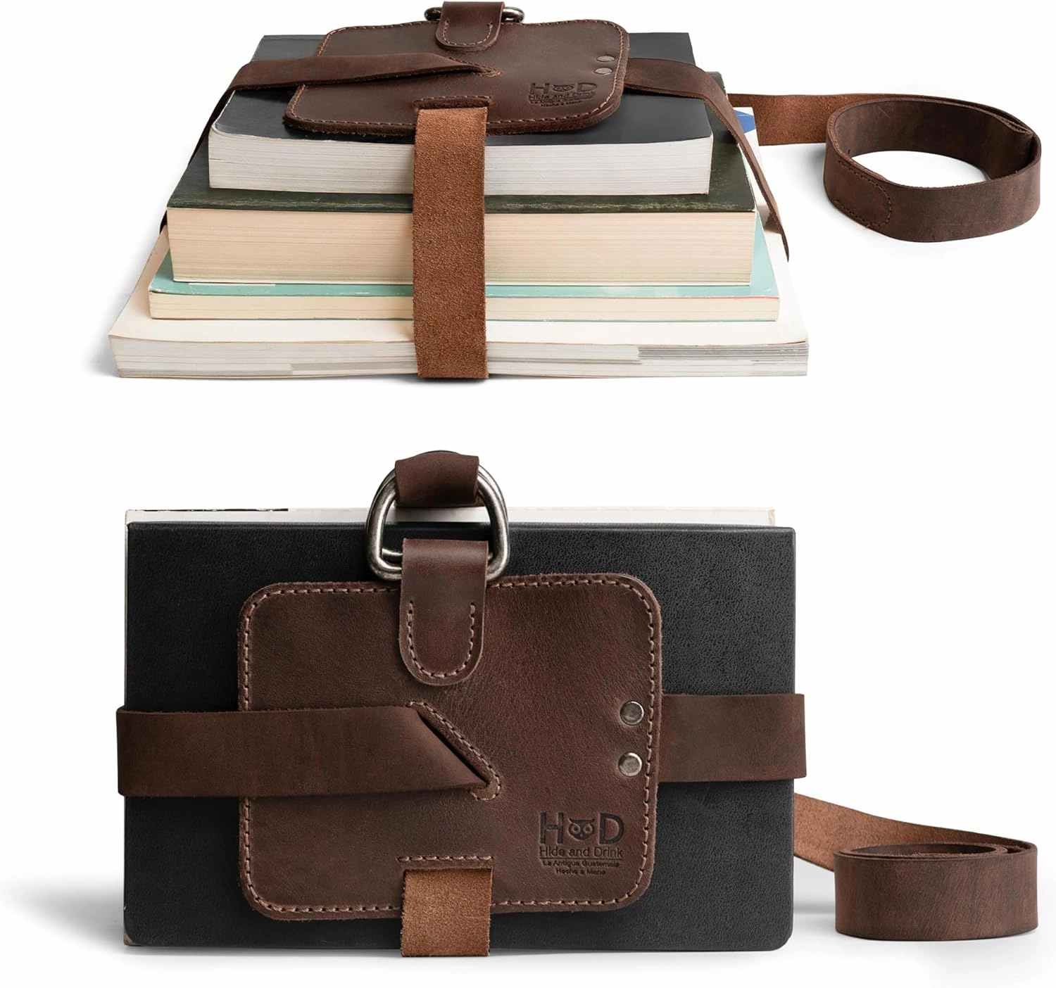 Hide & Drink, Adjustable Book Strap Carrier, Shoulder Carry Reader Essentials, Full Grain Leather, Handmade Accessory