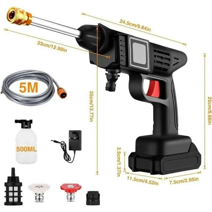 High Pressure Car Washer Spray Gun with 48V Rechargeable Battery