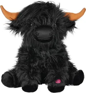 Highland Cow Stuffed Animal with Mooing Sound, 9 inch Black Colored, Farm Cow Toy for Boys Girls Gift Decoration