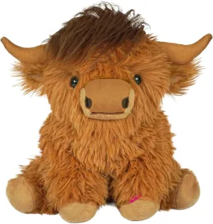 Highland Cow Stuffed Animal with Mooing Sound, 9 inch Brown Colored, Farm Cow Toy for Boys Girls Gift Decoration