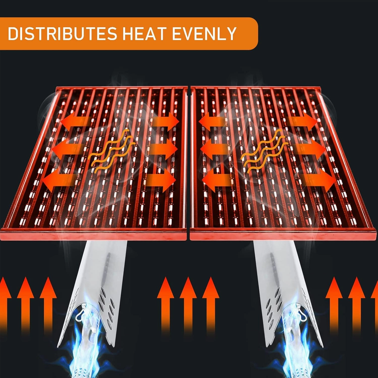 Hisencn Grill Grates for Charbroil Performance Tru-Infrared 2 Burner Gas Grill 463633316, 463672016 463672216, 463672416, 17 Inch Stamped Porcelain Steel Replacement Emitter Plates